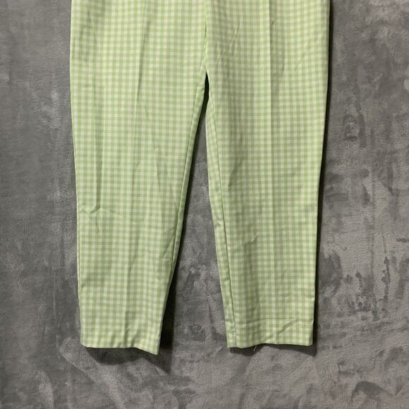 Zara Pants Womens Large Green Gingham Check Gold Button High Rise Pockets Retro - Picture 7 of 16